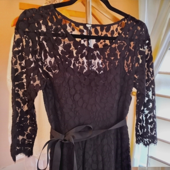 Free People Dress Black Lace Boho 'Queens Love' Mini Ribbon Waist - Picture 4 of 10